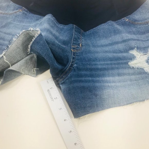 Isabel Maternity Women's Size 14 Crossover Panel Blue Denim Midi Short New - Picture 8 of 16